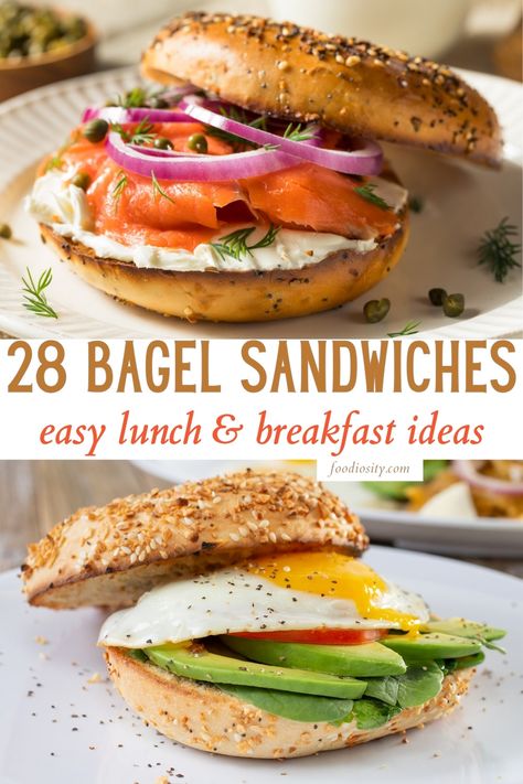 Bagel Sandwich Lunch, Breakfast Bagel Recipe, Bagel Fillings, Bagel Sandwich Recipes, Healthy Bagel, Bagel Sandwiches, Bundt Cake Recipes, Bagel Breakfast Sandwich, Bagel Toppings