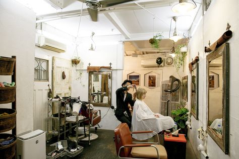 Where to get a brand-new look (and a close shave) in Tokyo Catchy Beauty Salon Names, Boho Hair Salon, Japanese Hair Salon, Nyc Hair Salon, Hair Salon Names, Beauty Salon Names, Small Cafe Design, Natural Hair Salons, Salon Names