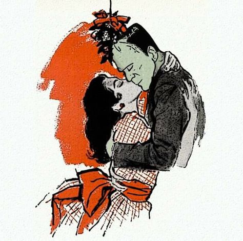 Christmas Couple Art, Christmas Love Couple, Mistletoe Drawing, Christmas Art Vintage, Pinup Christmas, Kiss Illustration, Roger Wilkerson, Merry Kissmas, Christmas Poses