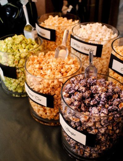 Flavored popcorn!! Vegan Wedding Food, Popcorn Wedding, Wedding Food Stations, Waffle Bar, Gourmet Breakfast, Vegan Wedding, Popcorn Bar, Flavored Popcorn, Food Stations