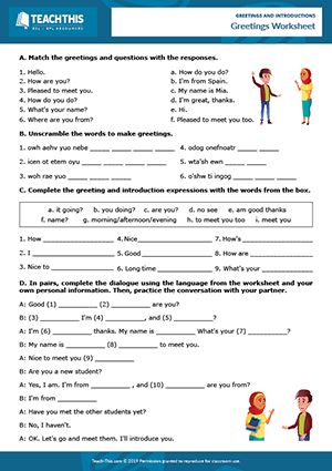 Greetings Introductions ESL Activities Worksheets Role-Plays Esl Greetings Worksheets, Teaching Greetings Activities, Greetings And Introductions In English, Esl Writing Activities Worksheets, Esl Introduction Activities, Greeting Worksheet English, Greeting Worksheet For Kids, Greetings Worksheets For Kids, Greetings Activities For Kids