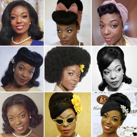 1950s Hairstyles For Long Hair, 1950s Black Women, 1950 Hairstyles, 50's Hairstyles, 50 Year Old Woman, 40s Hairstyles, Prom Hair Medium, 1950s Hairstyles, 50s Hairstyles