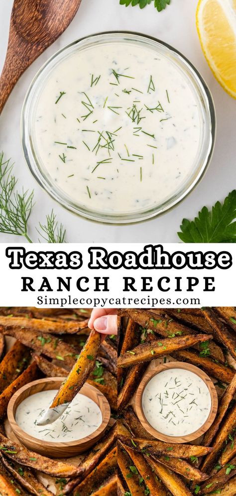 This Copycat Texas Roadhouse Ranch recipe is thick, creamy, and full of flavor. Made with buttermilk and fresh herbs, this restaurant-style ranch will become your family's favorite in no time. Good Ranch Dressing Recipe, Best Homemade Ranch Dressing Recipe, No Buttermilk Ranch Dressing, How To Make Restaurant Ranch Dressing, Dairy Queen Ranch Dressing, Small Batch Ranch Dressing, Best Ranch Recipe, Saltgrass Ranch Dressing Recipe, Homemade Ranch Dressing No Buttermilk