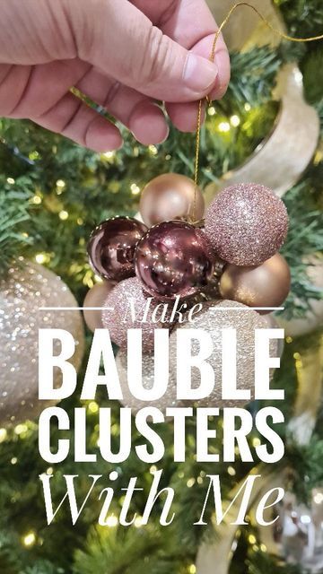 Christmas Balls Ideas, Snowball Garland Diy, Pink Decorations Christmas Tree, Decorating Small Christmas Tree Ideas, Garland In Christmas Tree, Christmas Decorations On Stairs, Christmas Bauble Clusters, Christmas Tree Color Schemes 2024, Diy Bulb Garland Christmas Balls