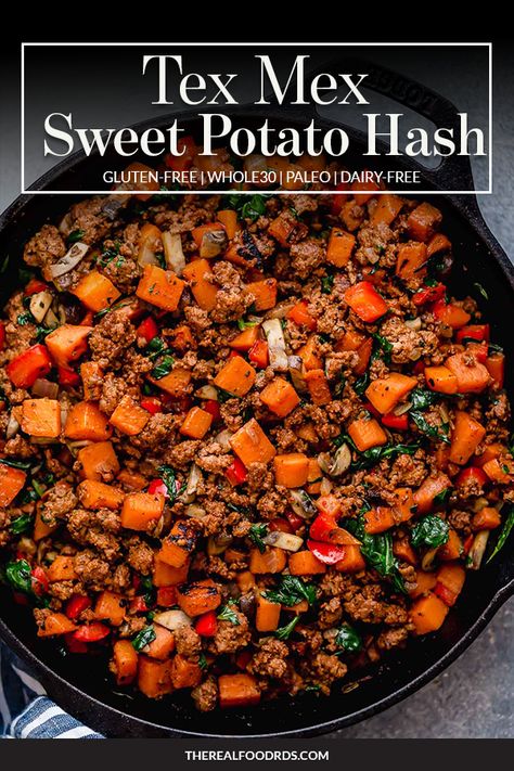 Tex Mex Sweet Potato, Leftover Taco Meat, Dinner Quick, Plats Healthy, Potato Hash, Sweet Potato Hash, Health Dinner, Taco Meat, Ground Turkey Recipes