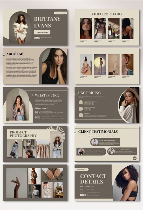 UGC templates for your portfolio, Canva website, media kit and rate card. #UGC #templates #portfolio #Canva #website #mediakit . #Ugc_Portfolio_Template_Canva #Ugc_Pricelist #Ugc_Portfolio_Website #Ugc_Content_Portfolio Business Portfolio Ideas, Professional Portfolio Ideas, Ugc Portfolio Template Canva, Portfolio About Me Page Design, Pdf Template Design, Best Portfolio Design Ideas, Ugc Pricelist, Digital Portfolio Ideas, Ugc Portfolio Website