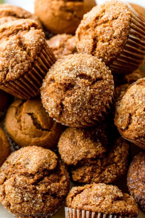 Sally’s Baking Recipes Pumpkin Muffins, Sally’s Pumpkin Muffins, Hospitality Meals, Ella Vegan, Crumb Cake Muffins, Best Pumpkin Muffins, Pumpkin Cupcake Recipes, Pumpkin Muffins Easy, Pumpkin Cream Cheese Muffins