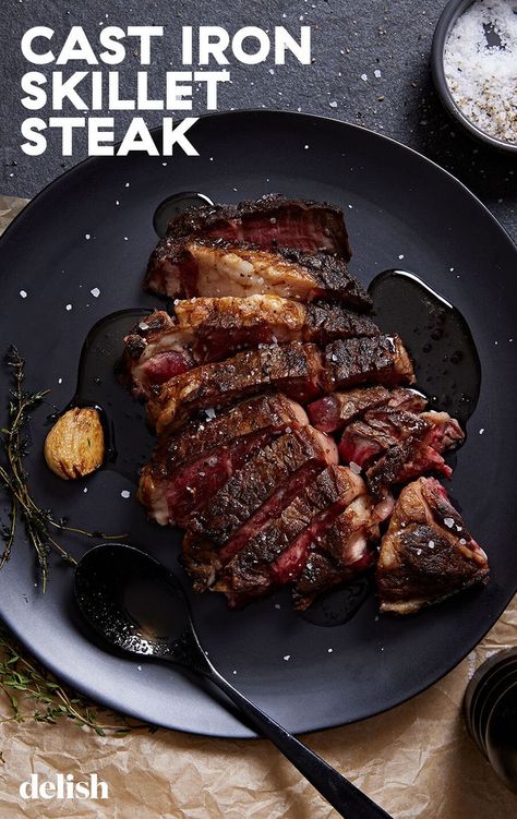 No need to go to a fancy restaurant for a really great steak. We've got some tips and tricks for cooking the perfect one at home. Iron Skillet Steak, Steak Recipes Skillet, Cast Iron Skillet Steak, Easy Dinners For One, Steak At Home, Skillet Steak, Dinner For One, Pork Loin Roast, Skirt Steak