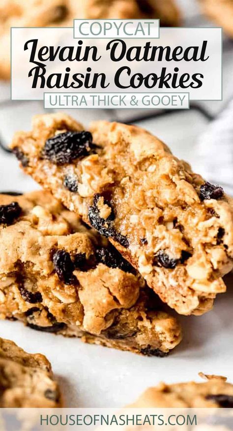 Cookies Receita, Oatmeal Desserts, Levain Cookie Recipe, Copycat Cookies, Subway Cookies, Big Cookies, Levain Cookies, Large Cookies, Cookie Recipes Oatmeal Raisin