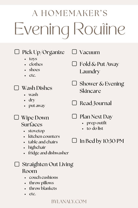 Stay-at-home mom evening routine Nightly Cleaning Routine, Housewife Routine Stay At Home, Night Time Cleaning Routine, Night Cleaning Routine, Evening Cleaning Routine, Clean Mom Aesthetic, House Cleaning Aesthetic, Stay At Home Wife Schedule, Homemaker Routine