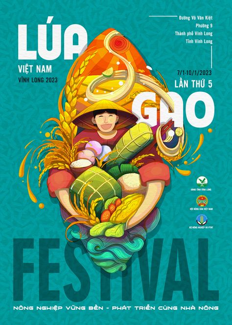 POSTER DESIGN | Vietnam Rice Festival :: Behance Advertisment Posters Ideas, Art Festival Poster, Festival Poster Design, Illustrator Ideas, Festive Poster, Illustration Design Graphique, Graphic Design Posters Layout, Chinese Posters, Banner Design Layout