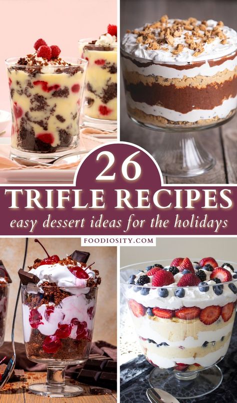 Trifle Desserts Christmas, Trifle Bowl Desserts, Chocolate Trifle Desserts, Christmas Trifle Recipes, Trifle Recipes Easy, Easy Trifle, Trifle Bowl Recipes, Easy Dessert Ideas, Trifle Dessert Recipes