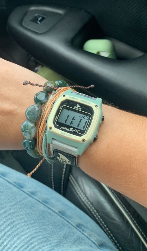 shark clip watch angel numbers bracelet stack inspo moss agate bracelet pura vida Freestyle Shark Watch Aesthetic, Shark Watch With Bracelets, Shark Watch Aesthetic, Shark Clip Watch, Shark Watch, Algonquin College, Moss Agate Bracelet, Bracelet Stacks, Bracelet Inspo