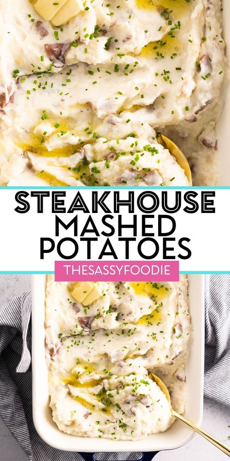 Home Style Mashed Potatoes, Special Occasion Dinner Ideas, Red Mashed Potatoes Recipe, Steakhouse Mashed Potatoes, Gourmet Mashed Potatoes, Red Skin Potatoes Recipe, Mashed Potatoes With Skin, Garlic Red Mashed Potatoes, Roasted Mashed Potatoes