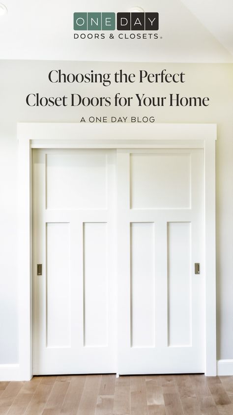 The Ultimate Guide to Choosing the Perfect Closet Doors for Your Home Craftsman Style Closet Doors, Low Profile Closet Doors, Nice Closet Doors, Closet Doors Same Color As Wall, Interesting Closet Doors, Double Pocket Doors Closet, Foyer Closet Door Ideas, Doors For Wide Closet Opening, Best Closet Doors