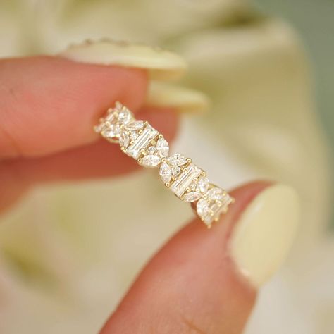 Unique Marquise & Baguette Lotus Diamond Wedding Ring | Berlinger Jewelry