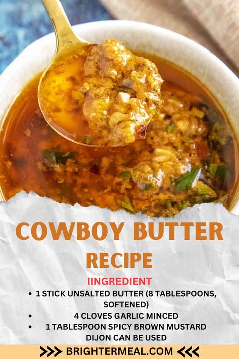 Cowboy Butter recipe Cowboy Butter Pork Chops, Cowboy Dipping Sauce, Cowboy Butter Turkey, Cowboy Butter Chicken, Cowboy Sauce, Jalapeño Butter, Cowboy Butter Dipping Sauce, Compound Butter Recipes, Cowboy Butter Recipe