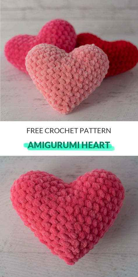 Amigurumi Heart Free Crochet Pattern - I just found this cool free crocheted Amigurumi Heart pattern on Ravelry. It's called Easy Amigurumi Heart and it's free. I've been wanting to make a heart a while now and finally got around to it. It's a super simple crochet pattern and I've been trying to make a heart since I was a kid. I'm not sure if it's because I made it so I can crochet them now or because I've been making them for so long. I hope to make more of these in the future. #crochetpatternf Plushies Pattern, Crochet Cushion Covers, Crochet Valentine Patterns, Crochet Plushies, Crochet Cushion, Crochet Heart Pattern, Crochet Cushion Cover, Valentines Patterns, Valentines Crochet