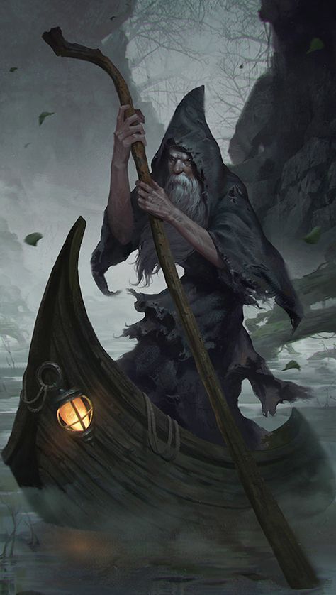 ArtStation - Charon, YI XU Charon Ferryman, Charon The Ferryman, Greek Stories, Divina Commedia, Greek Pantheon, Roman Gods, Greek And Roman Mythology, Gandalf, Greek Art