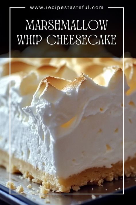 Indulge in this delightful Marshmallow Whip Cheesecake, featuring a creamy filling made with cream cheese and marshmallow fluff, all atop a buttery graham cracker crust. Perfect for any occasion, this no-bake dessert is light, fluffy, and irresistibly sweet! Marshmallow Whip Cheesecake, Marshmallow Fluff Cheesecake, Marshmallow Fluff Desserts, Recipes With Marshmallow Fluff, No Bake Graham Cracker Crust, Cream Cheese And Marshmallow Fluff, Cream Cheese Fluff, Marshmallow Cheesecake, Baked Graham Cracker Crust