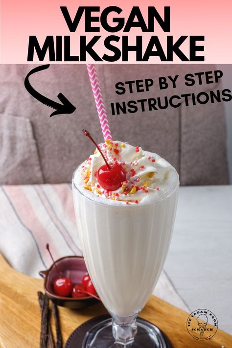 This easy Vegan Milkshake recipe is exactly what you've been looking for! It's creamy, sweet, delicious milkshake perfection, without the dairy! Vegan Banana Milkshake, Vegan Strawberry Milkshake, Vegan Milkshake Recipe, Vegan Milkshake, Dairy Free Milkshake, Ice Cream From Scratch, Best Vegan Ice Cream, Fruit Milkshake, Malt Milkshake