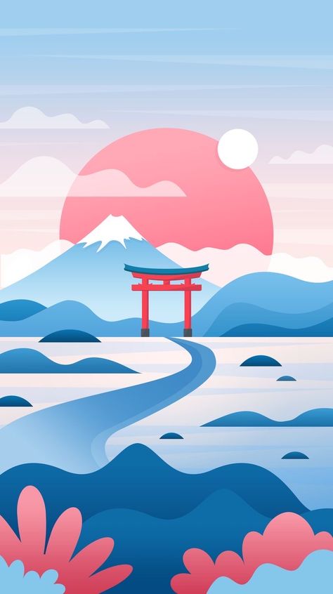 Vector Landscape Illustration, Drukarka 3d, Artistic Wallpaper, 타이포그래피 포스터 디자인, Minimal Wallpaper, Minimalist Landscape, Ipad Art, Landscape Illustration, Anime Scenery Wallpaper