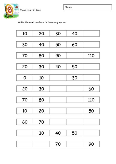 math worksheets Count By 10s, Counting By 10, Counting Worksheets, 1st Grade Math Worksheets, Math Workbook, Daily Math, Kids Math Worksheets, Math Methods, Number Worksheets