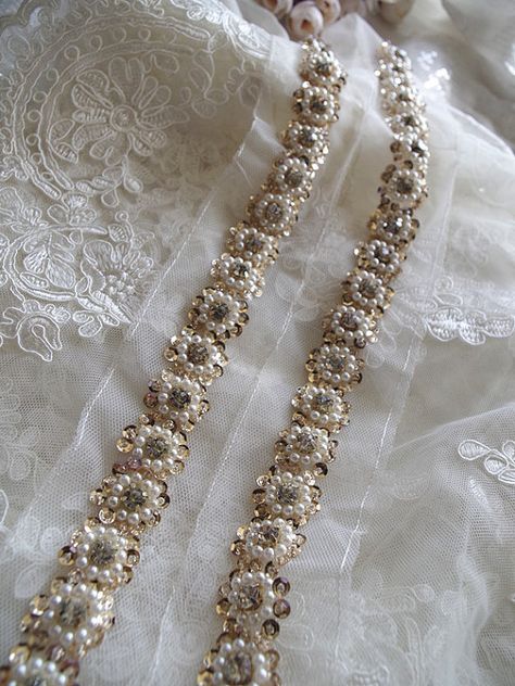 beaded lace trim, bridal sash, beaded jewelry Trim, Pearl Beading trim, sequined lace trim,Bridal Belt Laces Designs, Gota Patti Work, Beaded Mirror, Stone Mirror, Zardozi Embroidery, Pearl Beading, Bridal Jewelry Vintage, Pearl Stone, Bead Embroidery Patterns