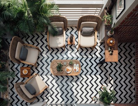 Terrace Tiling Ideas, Black And White Balcony Tiles, Black White Flooring Pattern, Terrace Flooring Pattern, Terrace Flooring Design, Balcony Flooring Design, Terrace Flooring Ideas Outdoor, Balcony Tiles Design, Black And White Terrace