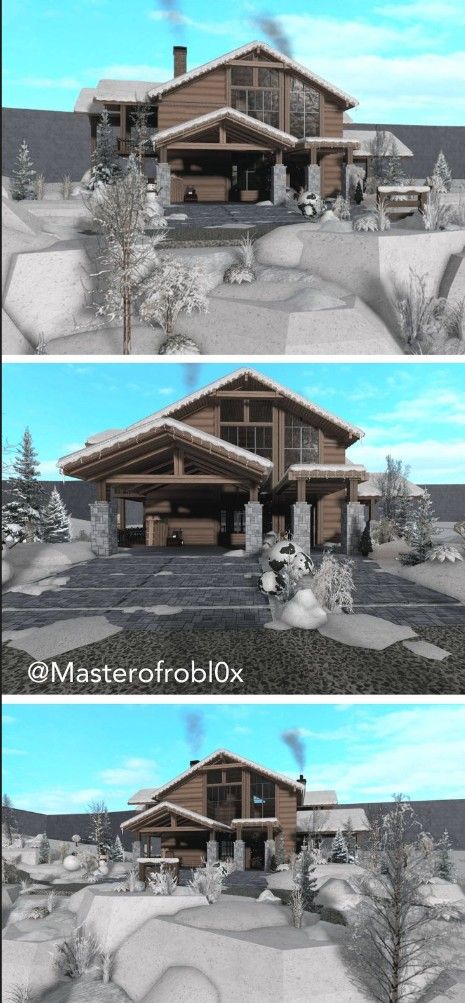 [Gamepass needed] [Credit-@Masterofrobl0x] What a lovely house! So wintery.❄️⛄🏔️ Log Cabin Bloxburg House, Bloxburg House Ideas 2 Floor Layout Mansion, Unique Bloxburg Houses, Bloxburg Coastal House, Wallpaper Decals Bloxburg, Wallpaper Codes, Rustic House Exterior, Bloxburg Inspiration, Bloxburg House Builds