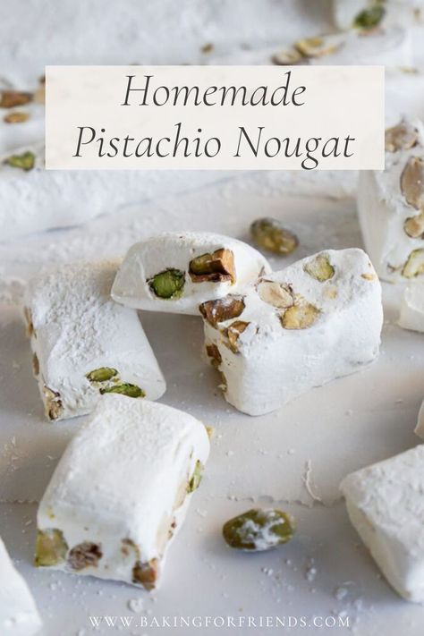 Pistachio Nougat Recipe, Pistachio Nougat, Torrone Recipe, Nougat Recipe, Candy Truffles, Homemade Sweets, Candy Recipes Homemade, Christmas Candy Recipes, Homemade Italian