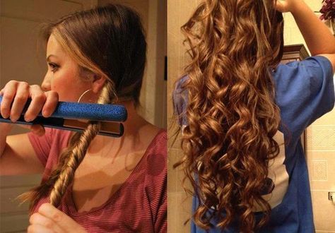 Curl Hair With Straightener, Stars D'hollywood, Curls For Long Hair, Crimped Hair, Hairstyles Videos, Step By Step Hairstyles, Hairstyles Volleyball, Hairstyles Easy, Trending Hairstyles