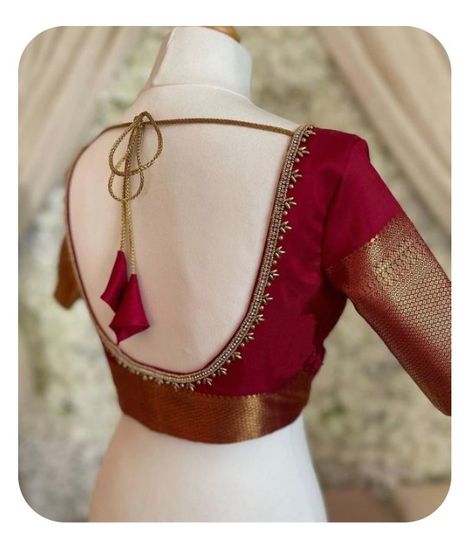 Blouse Designs Silk Aari Work, Simple Bride Blouse Designs, Blouse Back Neck Designs Bridal, Blouse Embroidery Designs Silk Indian Bridal, Simple Red Blouse Designs, Indian Blouse Designs Latest Simple, South Indian Blouse Designs Latest, Red Pattu Saree Blouse Designs, Pattu Saree Blouse Work