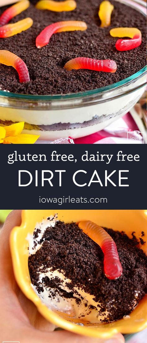 Dairy Free Dirt Cake, Dessert Recipes Dairy Free, Dairy Free Dessert Recipes, Dessert Recipes Gluten Free, Dairy Free Deserts, Gluten Free Dessert Recipes, Recipes Dairy Free, Dirt Dessert, Non Dairy Desserts