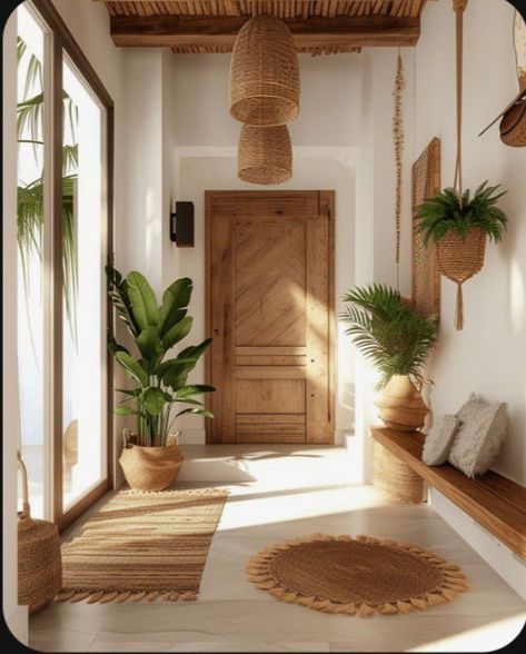 Rustic Hallway Decor, Rustic Hallway, Hal Decor, Hallway Design, Eclectic Living Room, Home Entrance Decor, Entry Way, Hallway Decorating, Dream Home Design