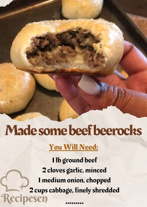 Beef Beerocks, Hearty Bread, Frozen Dinner Rolls, Beef Wraps, Delish Recipes, Easy Family Meals, Dinner Rolls, Bread Dough, Interesting Food Recipes