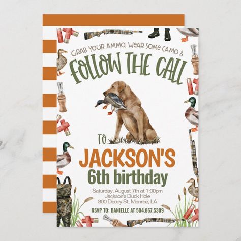 Duck Hunting Birthday Invitation - tap/click to personalize and buy  #boys #sports #birthday, #kids #first Duck Birthday Invitations, Duck Hunting Birthday, Hunting Birthday Party, Sports Birthday Invitations, Duck Dog, Hunting Birthday, Duck Birthday, Baby Birthday Themes, Boy Birthday Party Themes