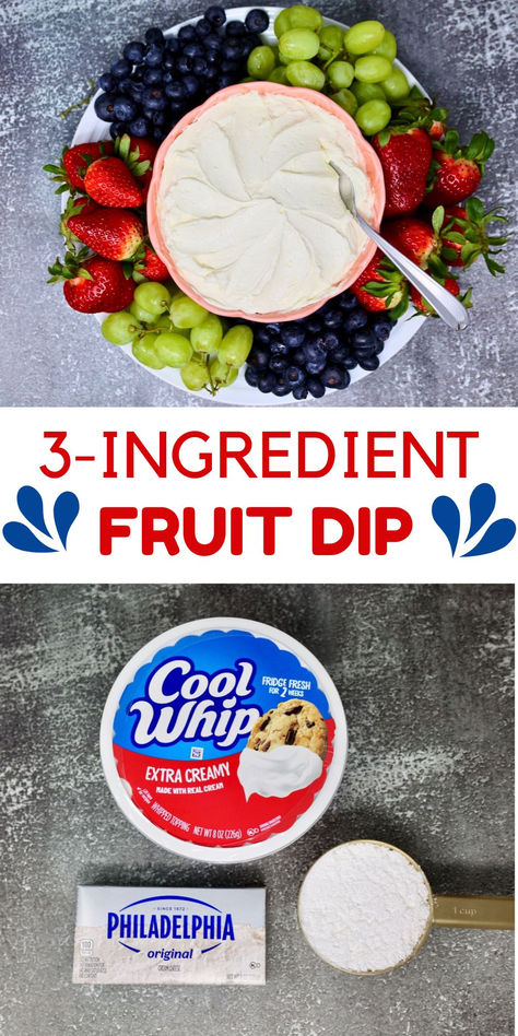 3 Ingredient Fruit Dip, Cool Whip Fruit Dip, Cream Cheese Fruit Dip Recipe, Healthy Fruit Dip, Recipes With Cool Whip, Fruit Dip Recipe, Easy Fruit Dip, Cream Cheese Fruit Dip, Best Dip Recipes