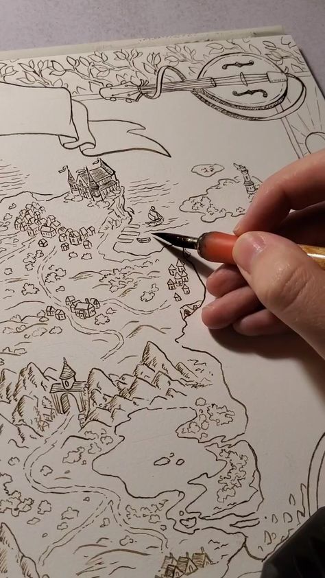 Map Sketch, Fantasy Map Making, Fantasy World Map, Map Projects, D D Maps, Fantasy Map, Map Design, Drawing Tutorials, My Dream