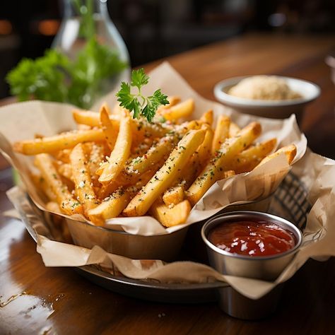 Photo crispy french fries with ketchup i... | Premium Photo #Freepik #photo French Fry Photography, French Fries Street Food, Food Cafe Photography, French Fries Poster, Fries Toppings, French Fries Photography, French Fries Aesthetic, French Fries Images, Fries Photography