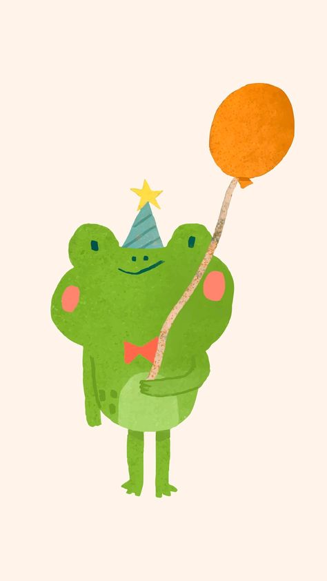 Happy Birthday Illustration, Happy Birthday Coloring Pages, Frog Wallpaper, Frog Illustration, Birthday Cartoon, Doodle Frame, Birthday Coloring Pages, Cute Happy Birthday, Birthday Illustration