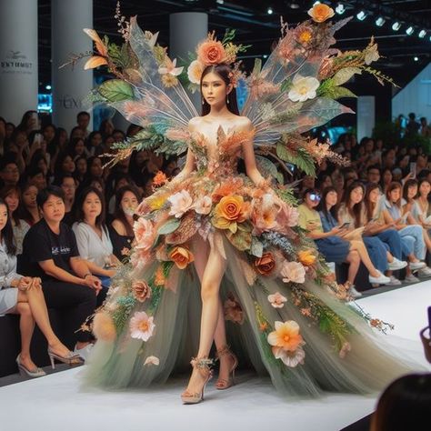 Dresses That Look Like Flowers, Garden Of Time Theme Dress, Fashion Show Dresses Ideas, Met Gala Outfits Ideas 2024, Garden Of Time Dress Met Gala, Garden Of Time Fashion, Garden Of Time Dress, Unique Dresses Creative, Dress Made Of Flowers