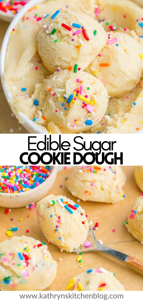 Edible Sugar Cookie Dough is a quick and easy treat to make when you’re craving something sweet! It’s completely safe to eat and tastes just like sugar cookies. Enjoy it by the spoonful or add it to your favorite ice cream! Homemade Sugar Cookie Dough, Vegan Sweetened Condensed Milk, Edible Sugar Cookie Dough, Sugar Cookie Dough Recipe, Easy Cookie Dough, Homemade Cookie Dough, Edible Cookie Dough Recipe, Craving Sweets, Homemade Sugar Cookies