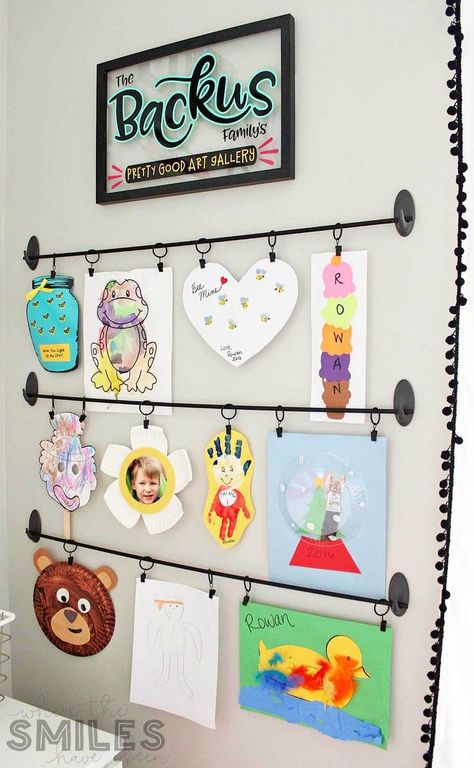 Diy Kids Art Display, كريم بروليه, Easy Diy Kids, Diy Kids Room, Kids Art Display, Diy Kids Art, Koti Diy, Displaying Kids Artwork, Art Display Kids