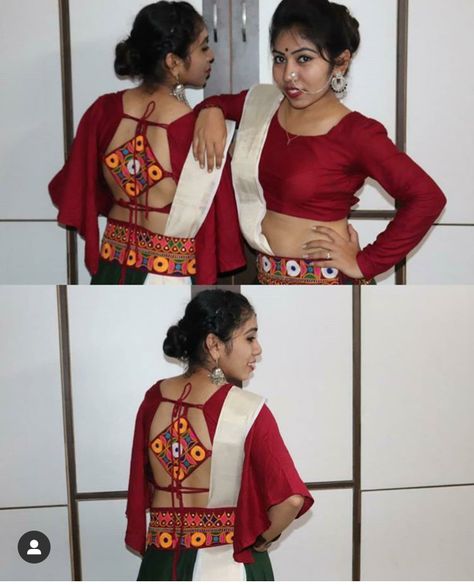 Gamthi Design, Gamthi Blouse Designs, Sadu Bharat Blouse, Sadu Bharat, Choli Blouse Design, Long Blouse Designs, Cotton Blouse Design, Navratri Dress, Blouse Designs Catalogue