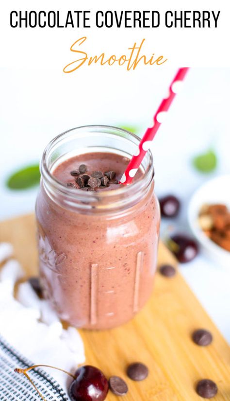 Healthy Chocolate Shakes, Cherry Smoothie Recipes, Blueberry Muffin Smoothie, Make Ahead Smoothies, Freezer Smoothie Packs, Apricot Smoothie, Freezer Smoothies, Chocolate Covered Cherry, Thriving Home