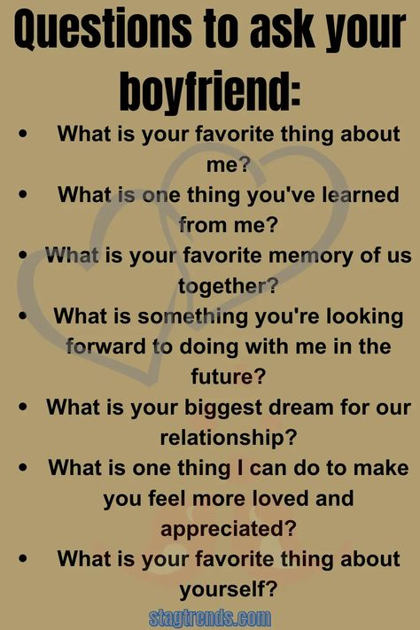 Questions to ask your boyfriend Question To Ask Your Boyfriend About Me, Questions To Boyfriend, Questions To Ask Bf Over Text, Ask Your Bf These Questions, To Ask Your Boyfriend Questions, Good Question To Ask Your Boyfriend, What To Ask Boyfriend, Challenge For Boyfriend, Random Questions For Boyfriend