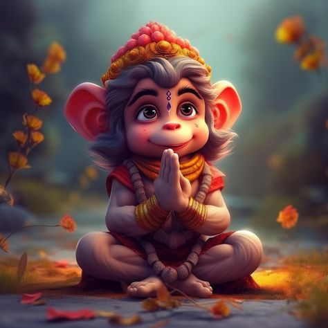 Super cute baby hanuman praying with fol... | Premium Photo #Freepik #photo #indian-god #hanuman #hindu-god #ramayana Cute God Pics, Cute God Picture, God Cute Images, Hanuman Cute Pics, Hanuman Ji Cute Pics, Bal Hanuman Hd Wallpaper, Baby Hanuman Ji, Cute God Images, Cute Bal Hanuman