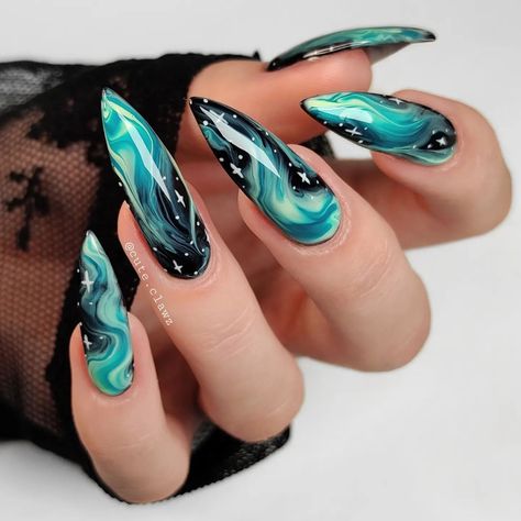 Galaxy Nails: 44+ Out of This World Designs You Will Fall in Love With 5 Colourful Nails Designs, Blooming Gel Nail Art Ideas, Blooming Nails, Galaxy Nail Art, Blooming Gel, Sea Nails, Pink Gel, Galaxy Nails, Trendy Nail Art Designs