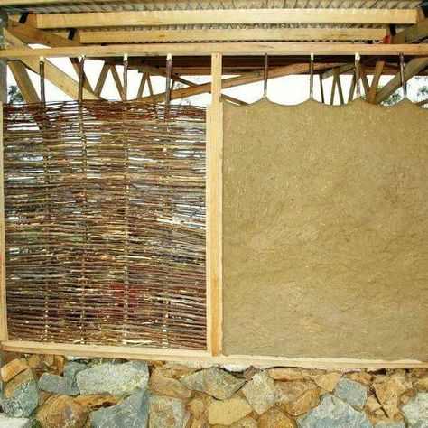 Wattle and daub walls                                                       … Cob Building, Wattle And Daub, Straw Bale House, Bamboo House Design, Eco Buildings, Earthship Home, Mud House, Bamboo Architecture, Old Stone Houses